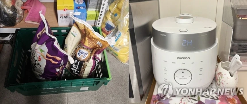 편의점에 도착한 따뜻한 마음들 (서울=연합뉴스) 최혜정 인턴기자 = SNS에 미담이 퍼지자 서울 강남구 신사동 'CU편의점'에 한 시민이 쌀 포대를 전달하고, 쿠쿠 회사가 압력밥솥을 제공하는 등 기부의 손길이 이어졌