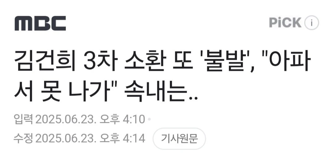 내란성괴 아프다고 징징거리며 3차소환 불발