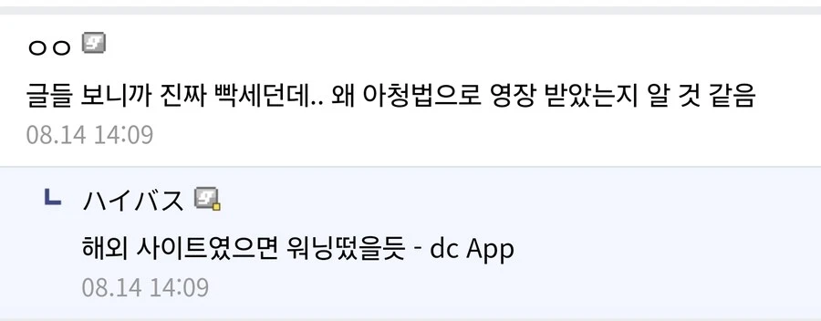 ㅇㅇㄱ) 채증갤 아청물발언 댓글 추가됨