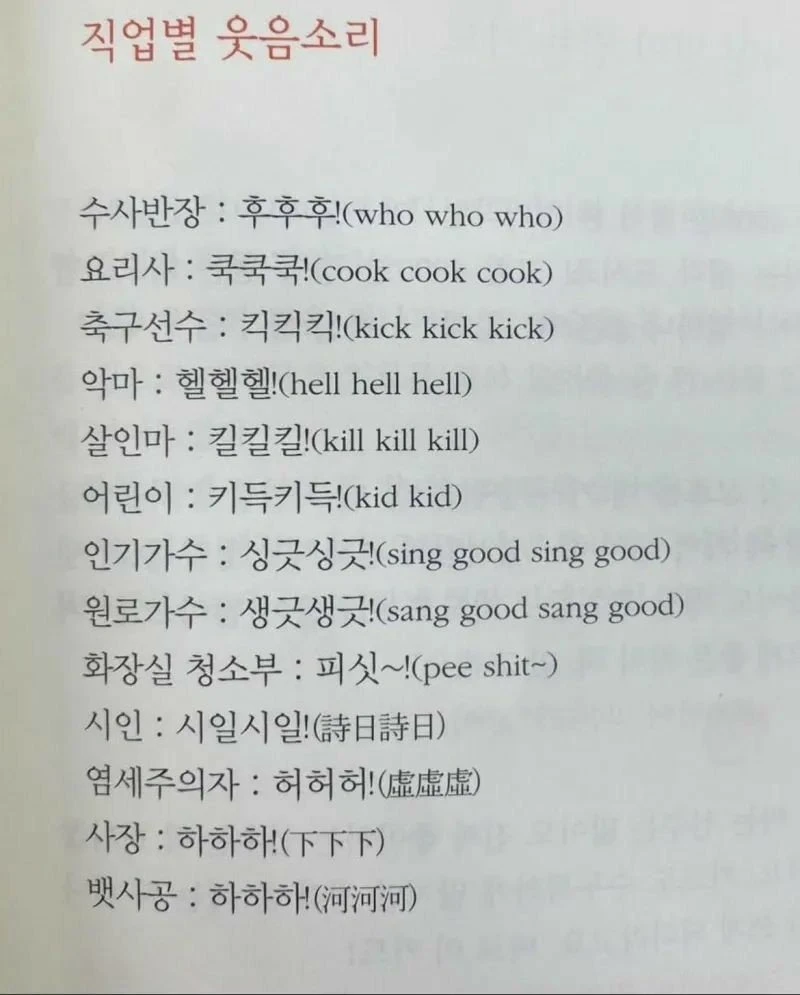 직업별 웃음소리