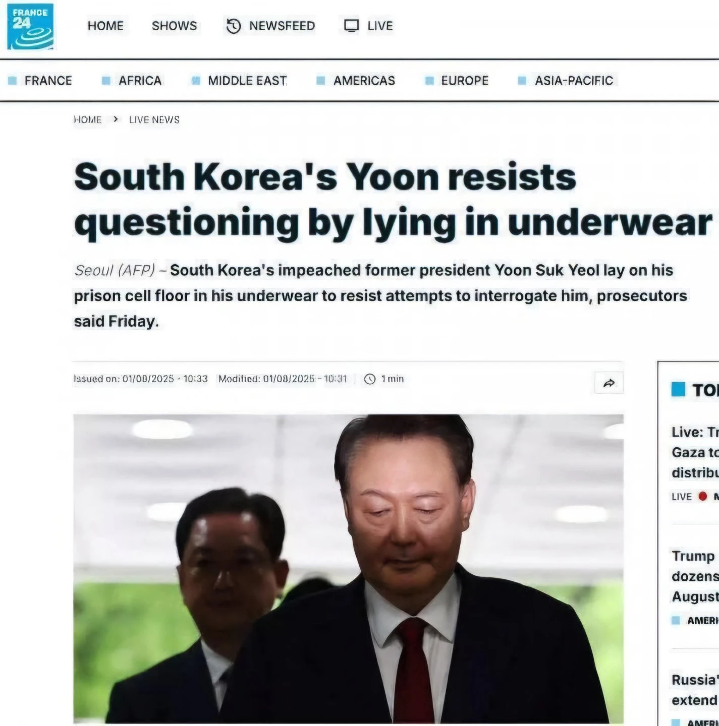 윤석열 팬티 입고 버티기 외신에 뜸