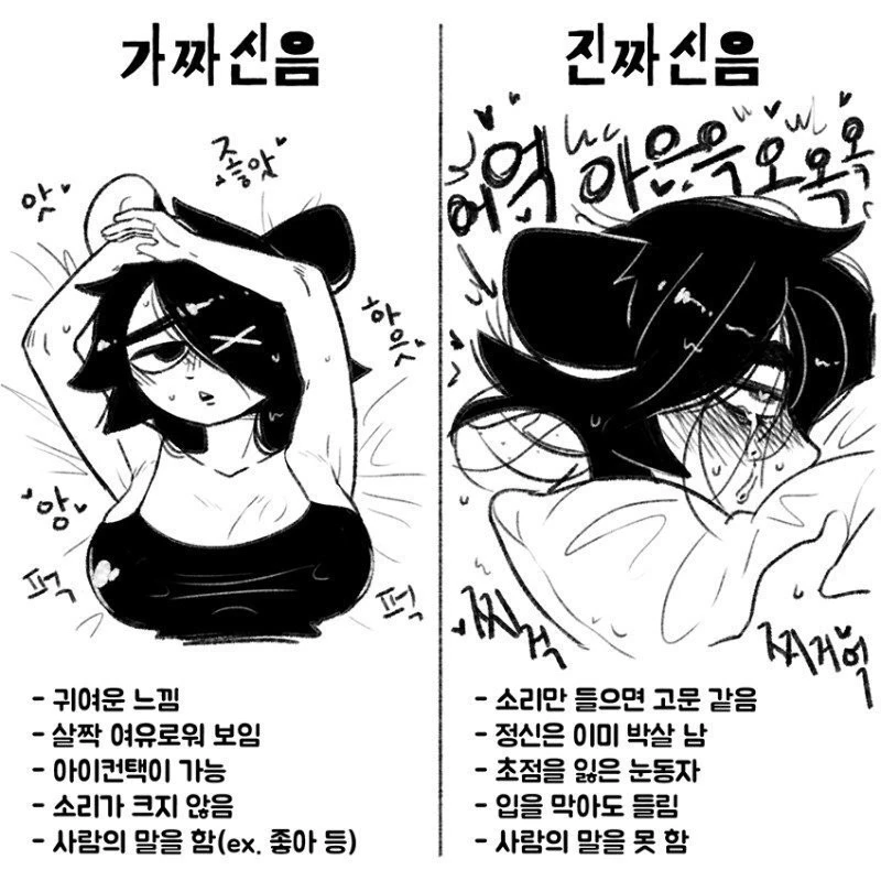 여자들 야스할때 가짜 신음 vs 진짜 신음 차이점