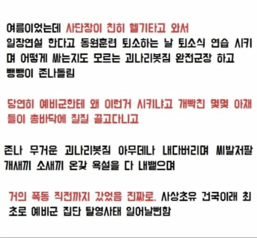 예비군 빡쳐서 난동부린 사건